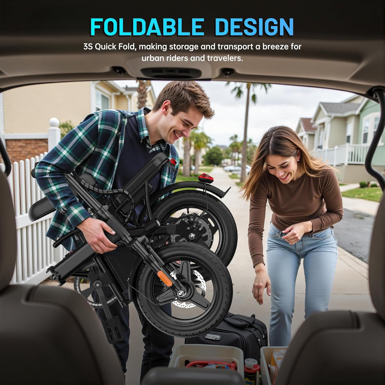 APYEAR Electric Bike 14Inch Folding,1000W Motor 35+Miles,Maximum speed 20+MPH E-Bike,12Ah Removable Battery,Air Tires Front and Rear Disc Brake Design LED Display Portable Ebike,Can Carry 2 People Electric Bicycle, dealsforyoudays