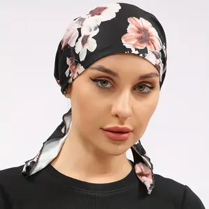 Floral Print Black Headscarf Headscarf Hat Casual Outdoor Headscarf Women's Headscarf Chemotherapy Hat
