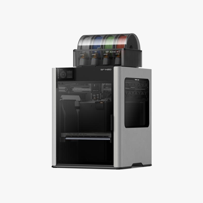 Bambu Lab H2D 3D Printer, Dual-nozzle Multi-material 3D Printing, Optional 10W/40W Laser and Cutting Module, 350*320*325 mm³ Print Volume, 5μm Resolution Optical Motion Calibration, Closed-loop Servo Extruder, 350°C Nozzle & 65°C Active Chamber Heating