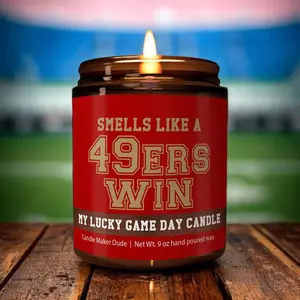 Smells Like a 49.er Win Candle, SF 49.er Candle, Lucky 49.er Candle Unique, Funny 49.er Fan Gift, Game Day Decor