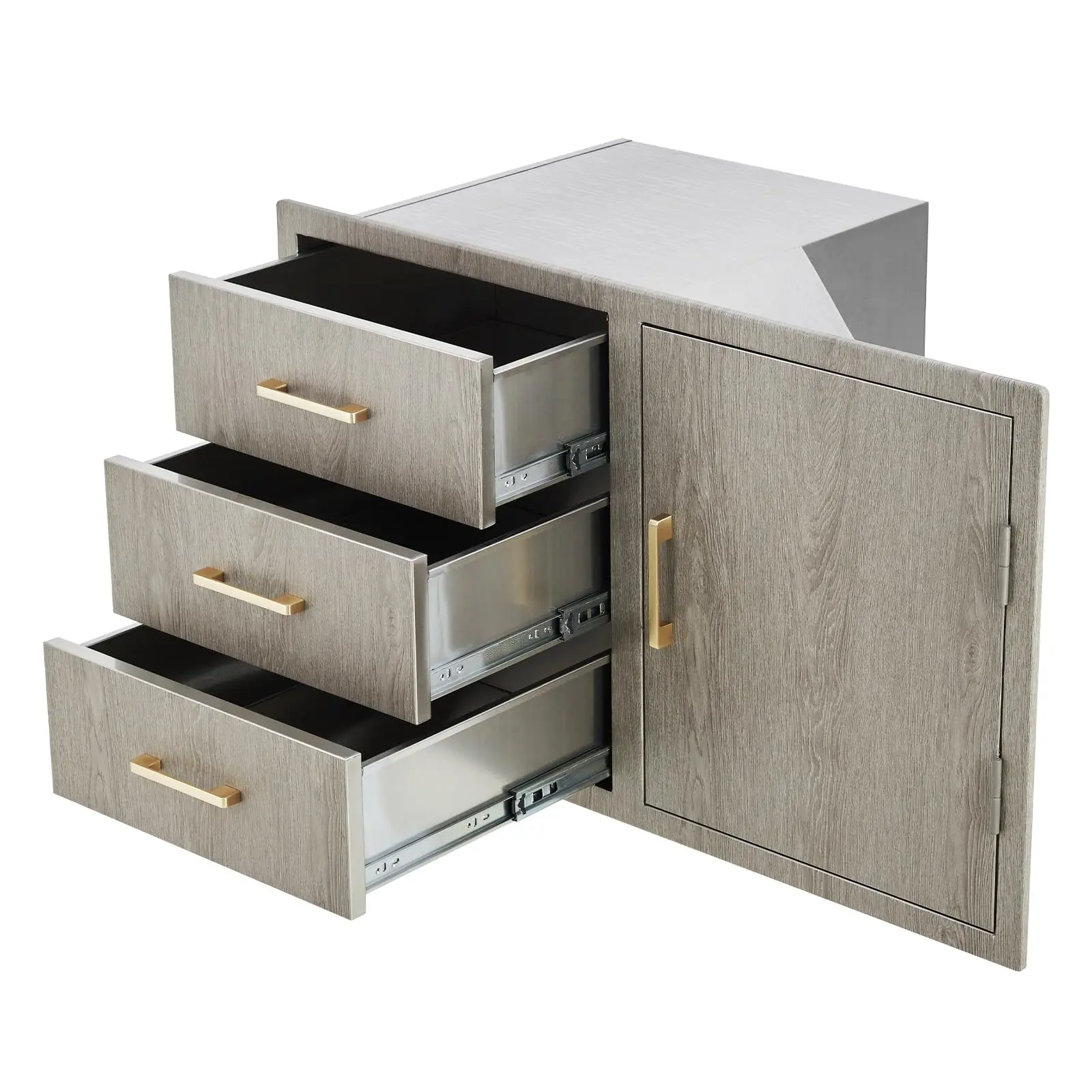 Garvee Stainless Steel Outdoor Kitchen Door and Drawer Combo with Triple Drawers, Access Door, Propane Storage, Adjustable Garbage Ring, Weather-Resistant, Available in Two Sizes