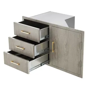 Garvee Stainless Steel Outdoor Kitchen Door and Drawer Combo with Triple Drawers, Access Door, Propane Storage, Adjustable Garbage Ring, Weather-Resistant, Available in Two Sizes
