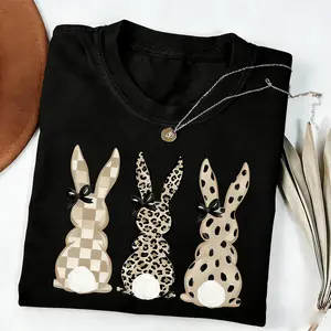 Comfort Colors Neutral Easter Bunnies Tshirt Leopard Checkered Patterns Coquette T-shirt - LORA ATCHER