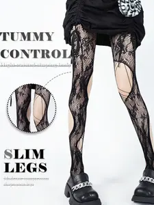 Tie-Back Hollow Out Lace Fishnet Pantyhose, High-Waisted Slimming Sheer Stocking, Y2K Sexy Stretch Thin Stocking, All Seasons Fashion