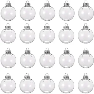 20 Pcs 60mm Clear Plastic Fillable Round Ornament Balls Removable Top Hanging DIY Balls for Christmas Tree Wedding Party Decoration