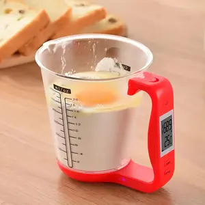 Digital Kitchen Measuring Cup Scale with LCD Display, High-Precision Strain Gauge Sensor, Detachable Design, 500-1,000 ml, Kitchen Scale, Home Modern Kitchenware Cooking Utensils Green Red