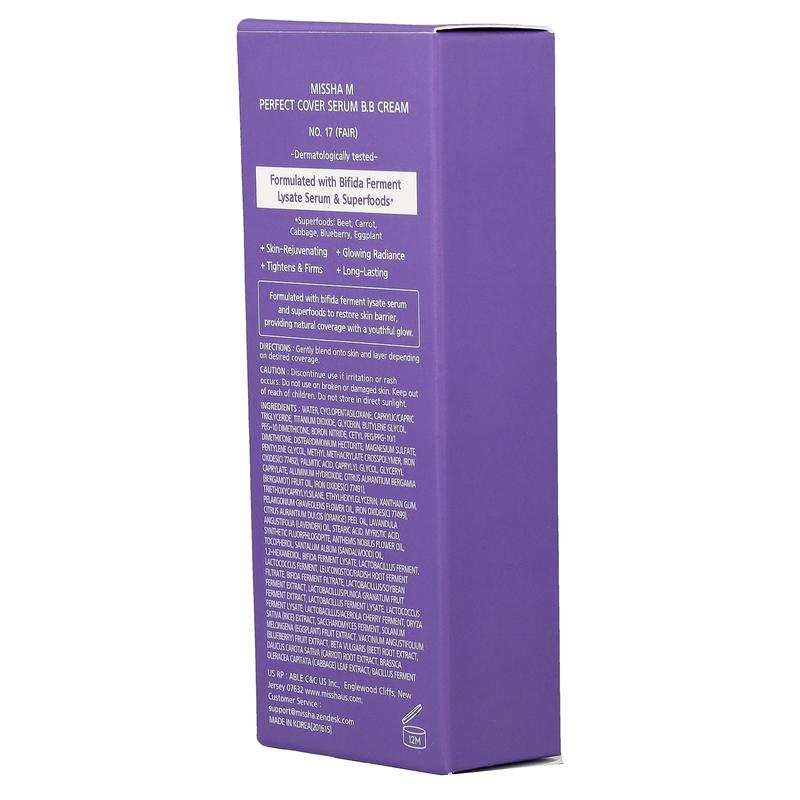 Missha Perfect Cover Serum B.B Cream, No. 17 Fair, 1.18 fl oz (35 ml)