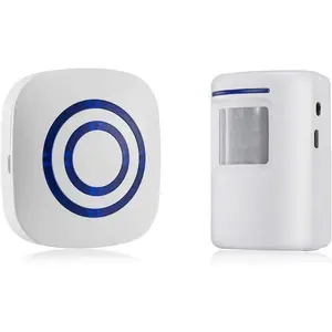 Door Chime,Wireless Business Door Motion Sensor Detector Smart Visitor doorbell Home Security Driveway Alarm with 1 Plug-in Receiver and 1 PIR Detector Weatherproof(White)