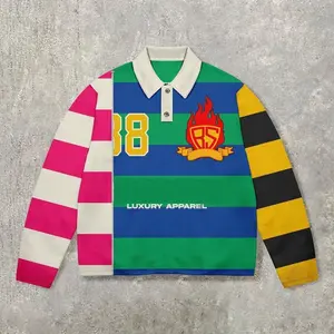 2025 3D Printed Long Sleeve POLO Street Sweater Can be used with raincoat