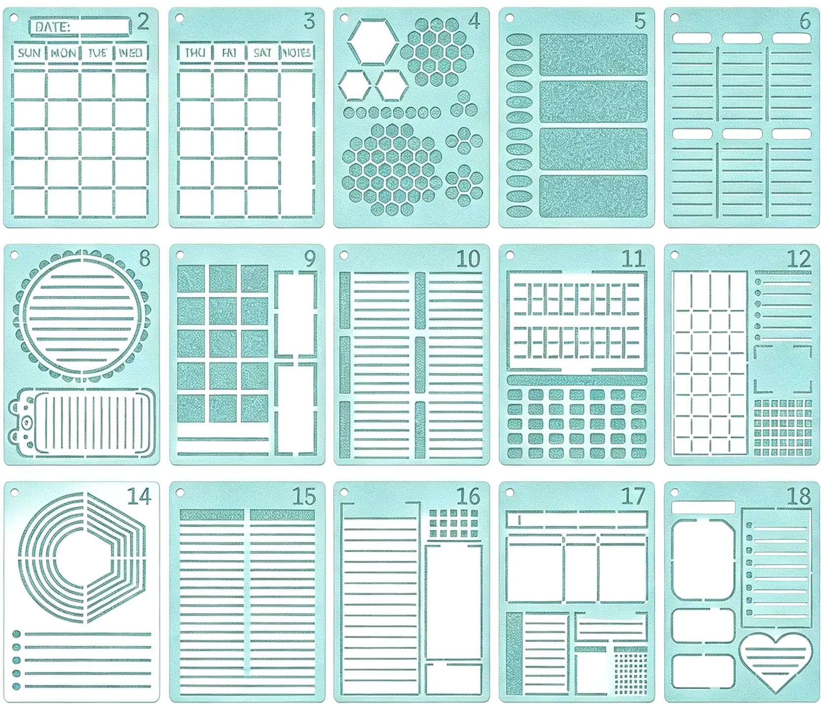 Journal Stencils,  7x5 Planner Stencils for Crafts Reusable, Layout & Tracker Patterns, for Daily Planner, Weekly Schedule, Habit Tracker, Study Notes, Meeting Minutes & Personal Diary