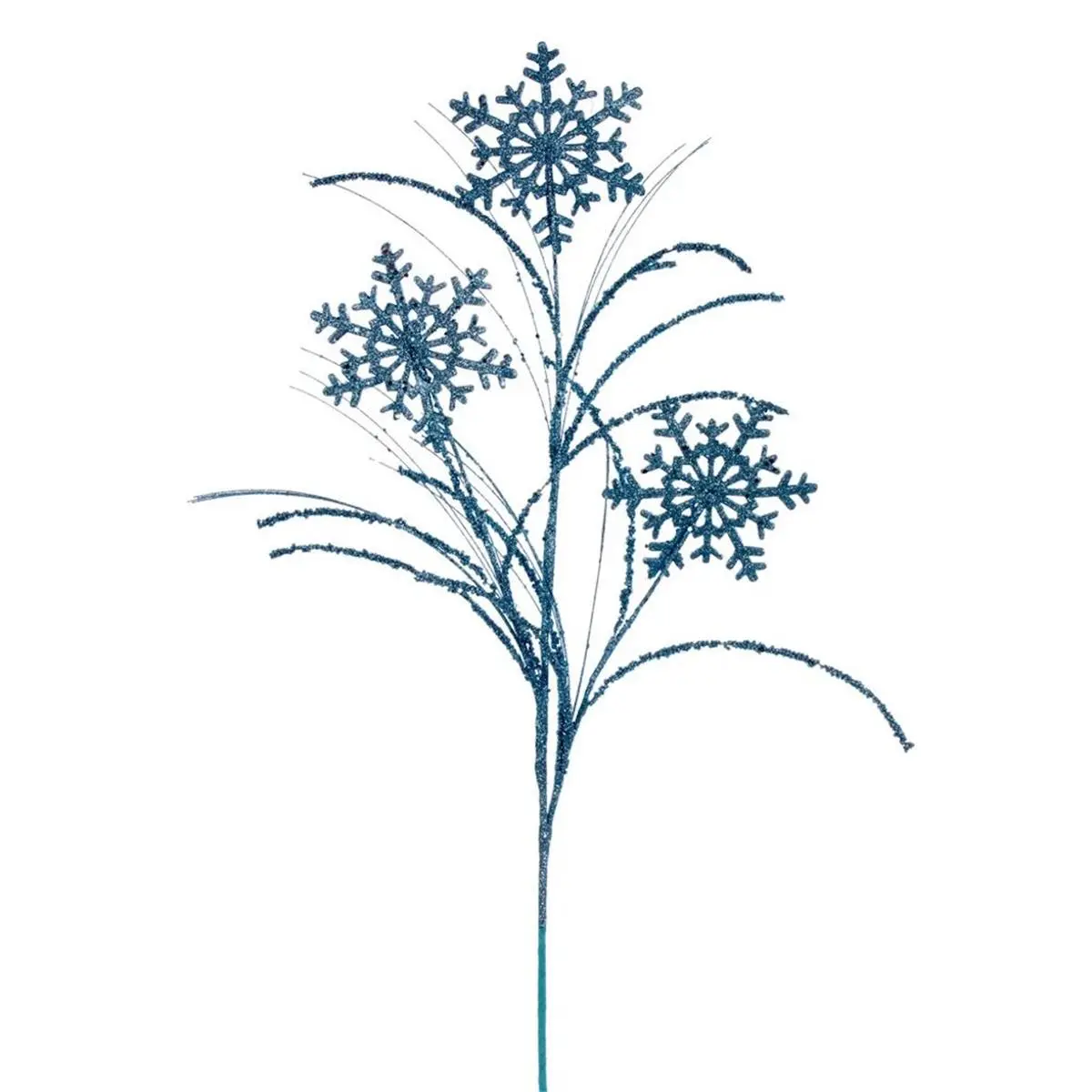 212 MAIN 31 in. Baby Blue Snowflake Glitter Spray Foam Blend Ornaments, 6-Piece Pack (48 Total) - DIY Specialty Supplies for Rooms, with Metal & Plastic Accents