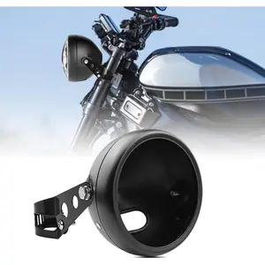 Universal 5.75 Inch 5 3/4 Motorcycle LED Headlight Bucket Housing With Mounting Brackets Fit 32-40mm Fork Tube