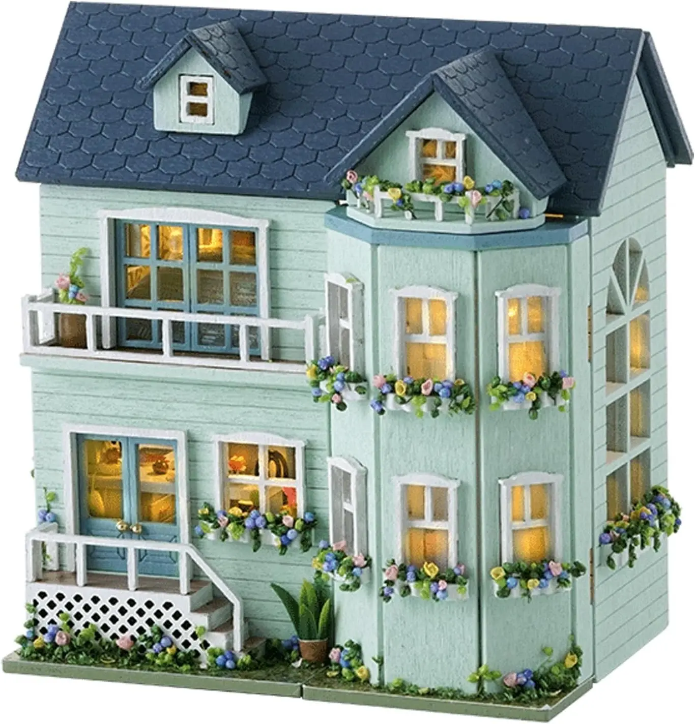 Dollhouse Miniature DIY House Kit Creative Room with Furniture for Romantic Valentine's Gift (Warm House)
