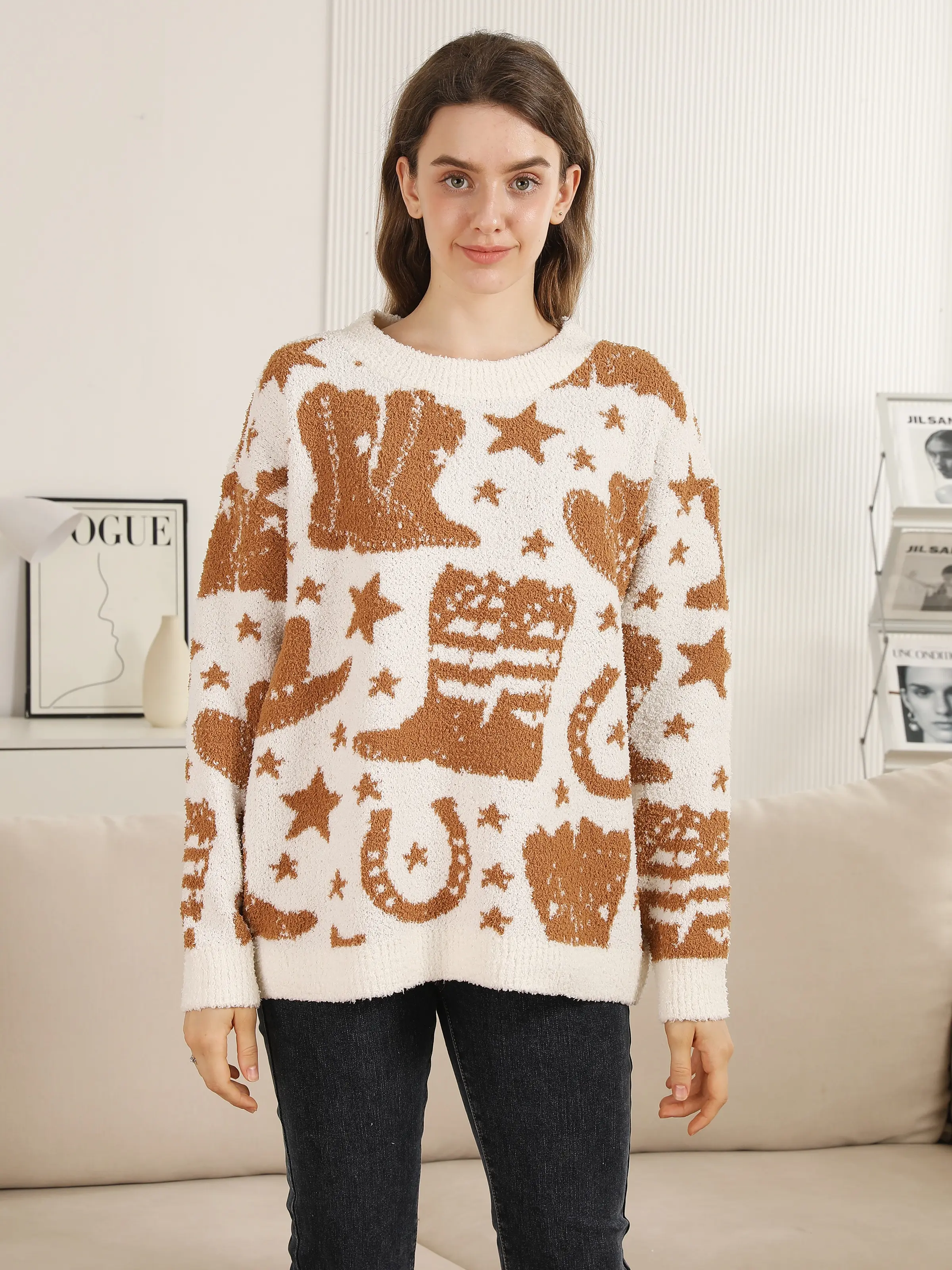 ComfyLuxe Western Pattern Luxury Soft Sweater
