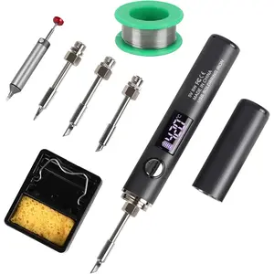 Soldering Iron Kit, USB-C Soldering Pen with OLED Screen, Battery Powered Solder Iron for Electronics Repair, Includes 3 Tips & Lead-Free Solder Wire