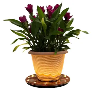 Grand Solar Uplight Planter Base - 15" Wireless Outdoor Accent UpLight for Pots & Garden Décor