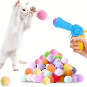 Interactive Cat Toy Set with Launcher and 20 Plush Balls, Promotes Active Play, Enhances Bonding, Ideal for Indoor Cats