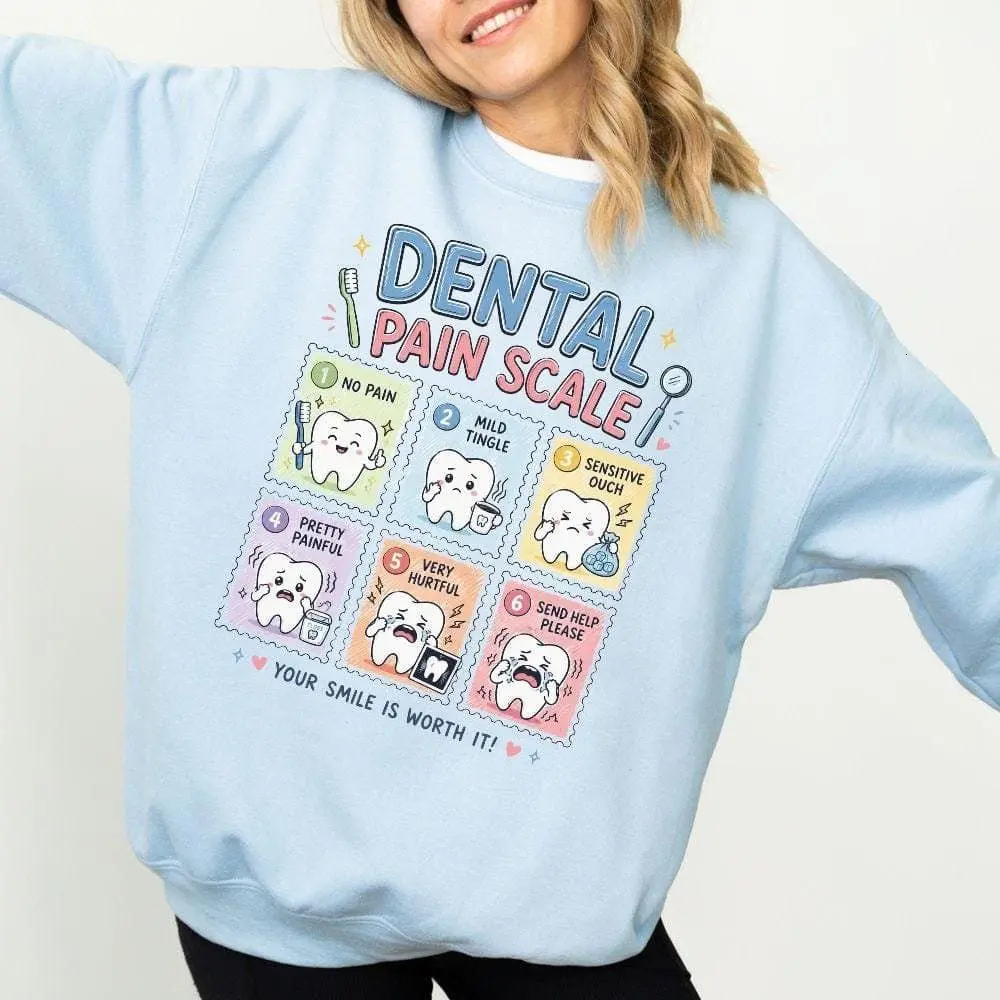 Dental Hygienist T-Shirt, Sweatshirt & Hoodie - Cute Tooth Dental Assistant Gift Dentist Office Crewneck Oral Care Tee For Dental Worker