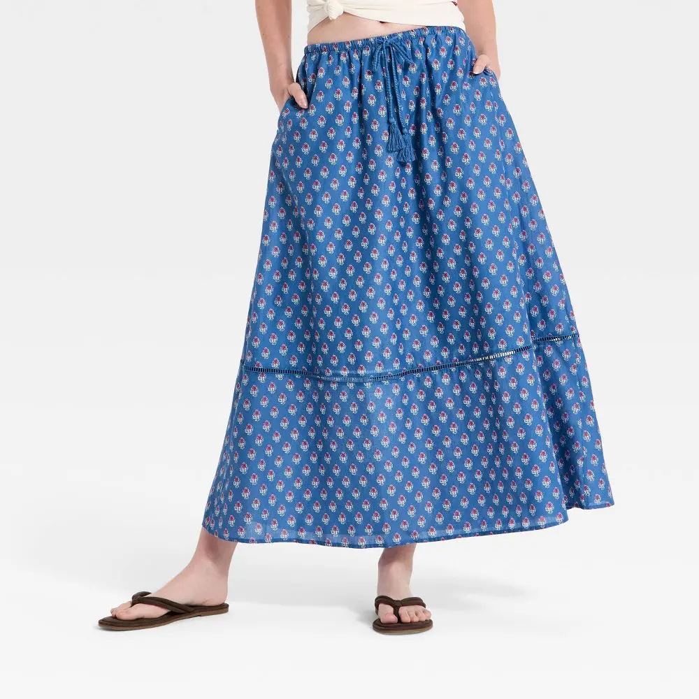 Women's Cotton Fabric Maxi Pantskirt - Universal Garment with Pocket, Flattering Fit, Lightweight