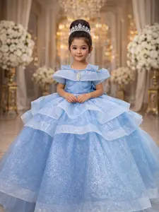 Vestido de olanes azul cielo