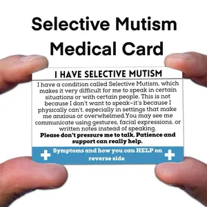 Selective Mutism Awareness Medical Card for Wallet - Personalized Medical Alert Card for Selective Mutism