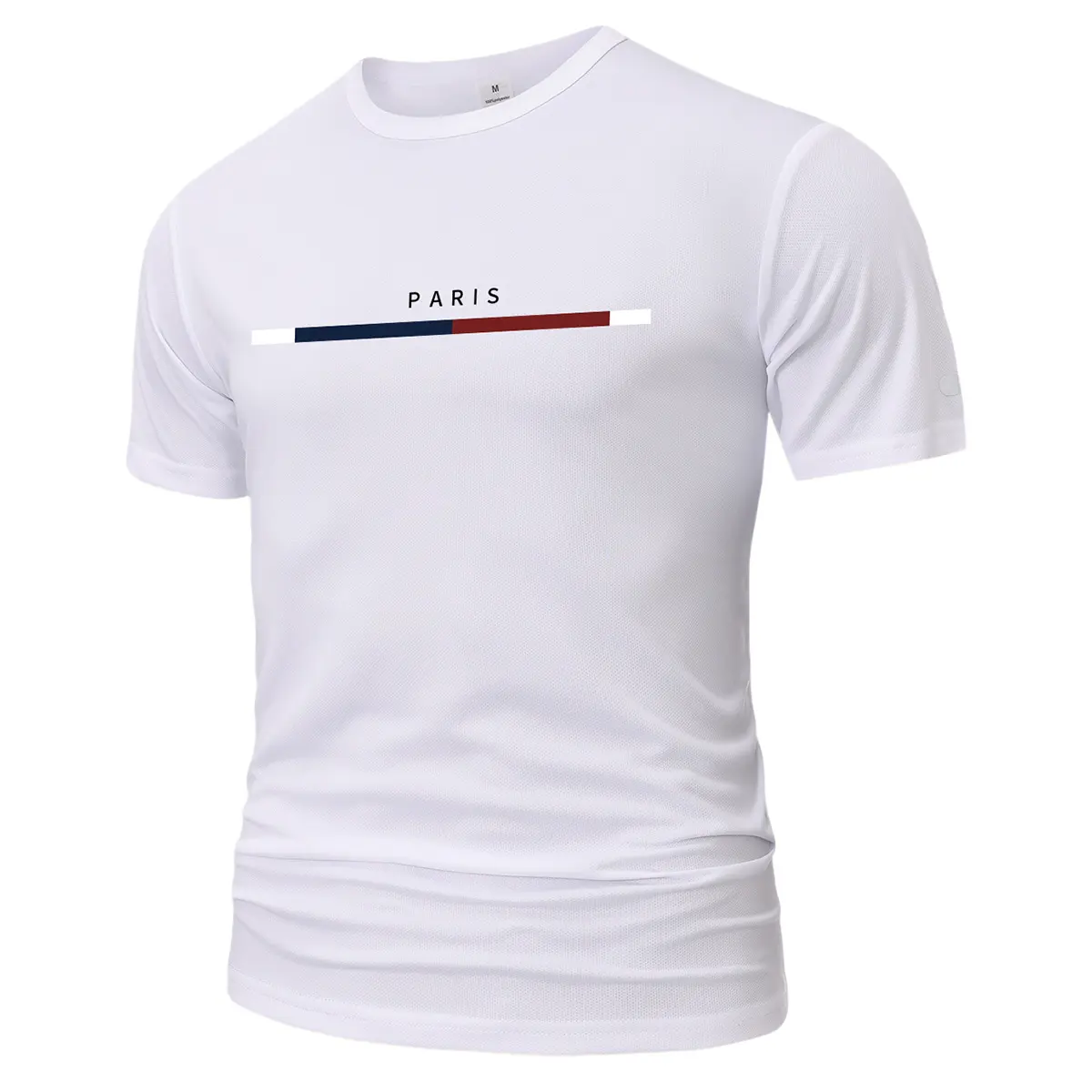 Men’s quick-dry moisture-wicking sports shirt — polyester crew-neck T-shirt with printed design, non-see-through fabric athletic and casual top suitable for fitness, training, and casual wear — durable and comfortable