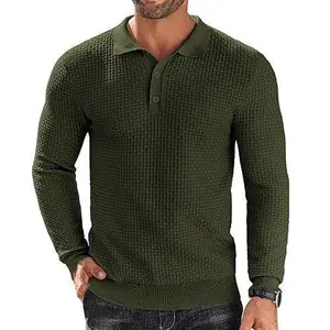 COOFANDY Men's Lightweight Knit Polo Shirts Long Sleeve Casual Lightweight Sweater Polo with Polo Collar & 3 Button Closure for Spring Fall Winter