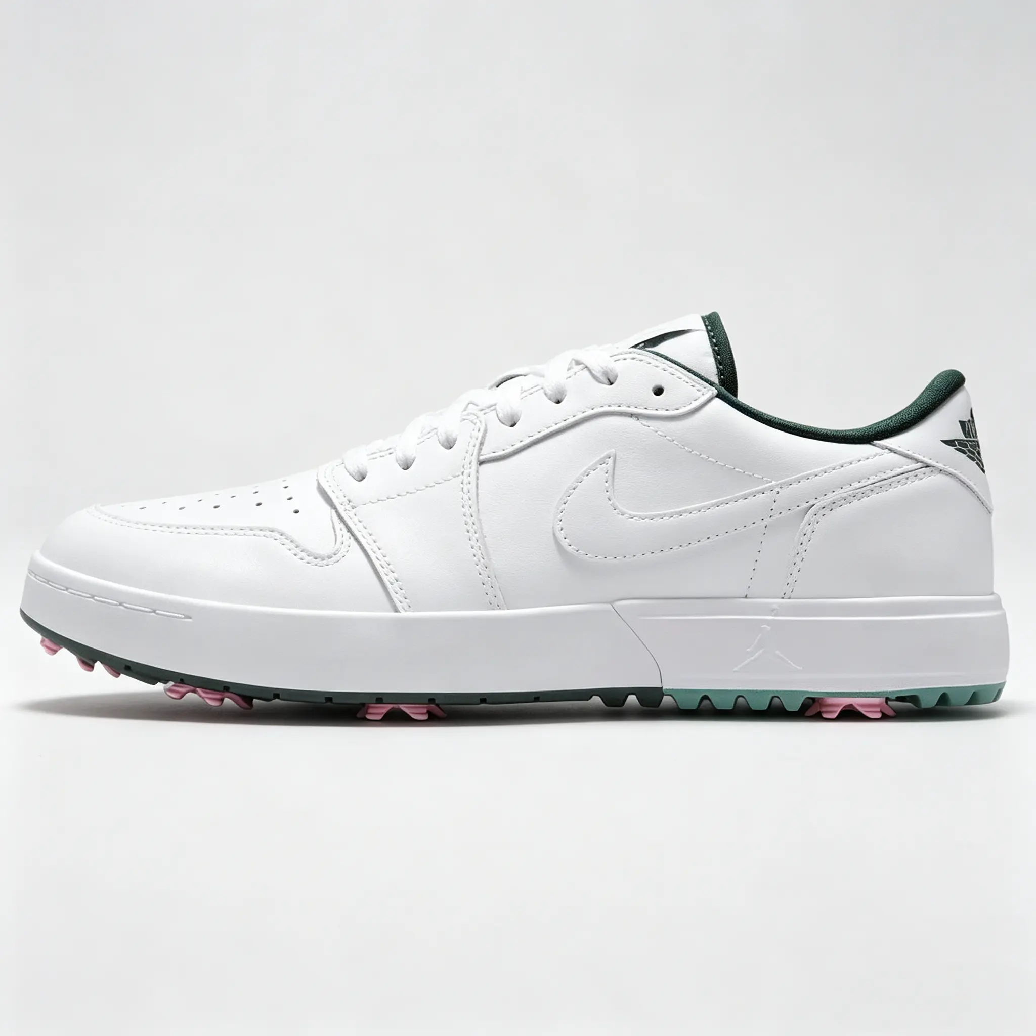 Women's Air Jordan 1 Low Golf Spiked Basketball Shoes, 'White Fir' Style, IQ3417-100