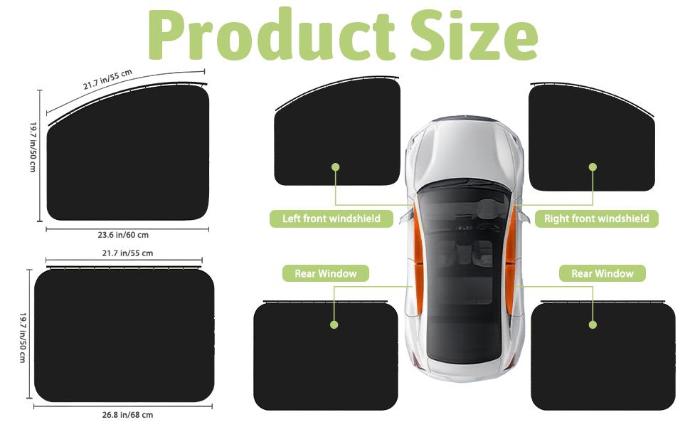 2 Pcs/ 4 Pcs Car Side Window Shades,Car Window Covers,Privacy Curtains,Block Light, Insulate Against Heat, and Shield Against Ultraviolet Rays,Easy Installation for Any Household Vehicle