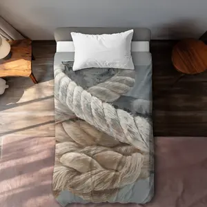 Begin Home Decor C1DCTXLWU87Q6T Tie-Down Ropes Closeup - Marine Coastal Twin Size Extra Long Duvet Cover Decor