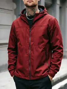 Men's Hooded Jacket, Casual Long Sleeve, Anti-Wrinkle Windproof, Bright Colors, Loose Fit, All Seasons, Daily Commute, Outdoor, Dating