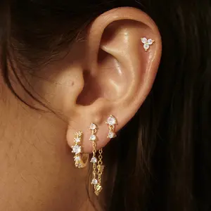 Moodear Earrings for Women-Cartilage Earring Set Cubic Zirconia Earring Sets for Multiple Piercing  Tassel Earrings Dainty Stud Earrings Set