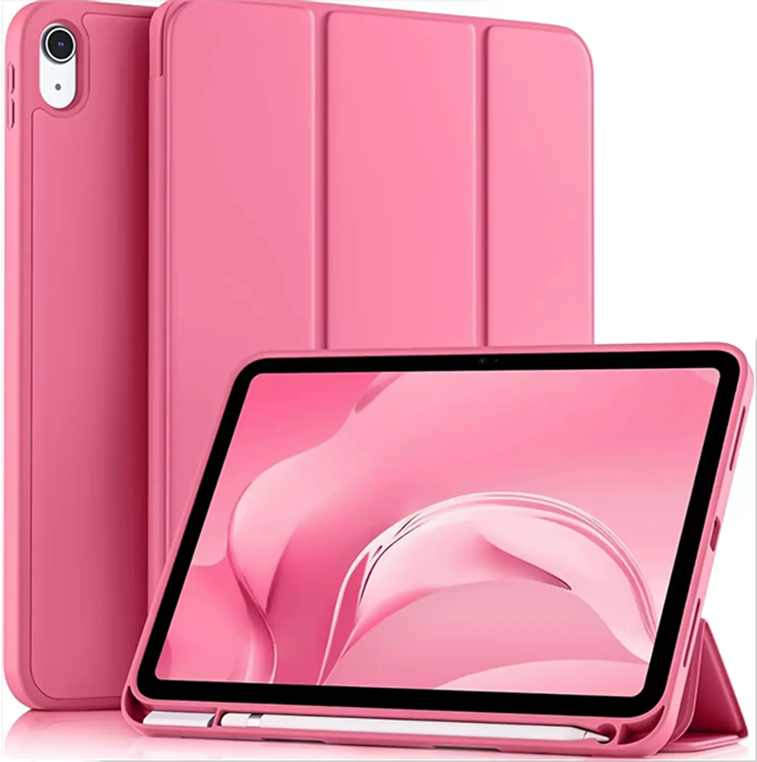 iPad A16 11th Gen Case 11-inch & 10th Gen 10.9-inch with Pen Holder Tri-fold Stand Auto Wake/Sleep Function Durable PU Leather Shockproof Protection