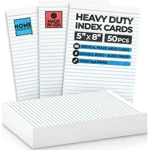 Vertically Ruled White Index Cards Note Cards (5-x-8-inch)