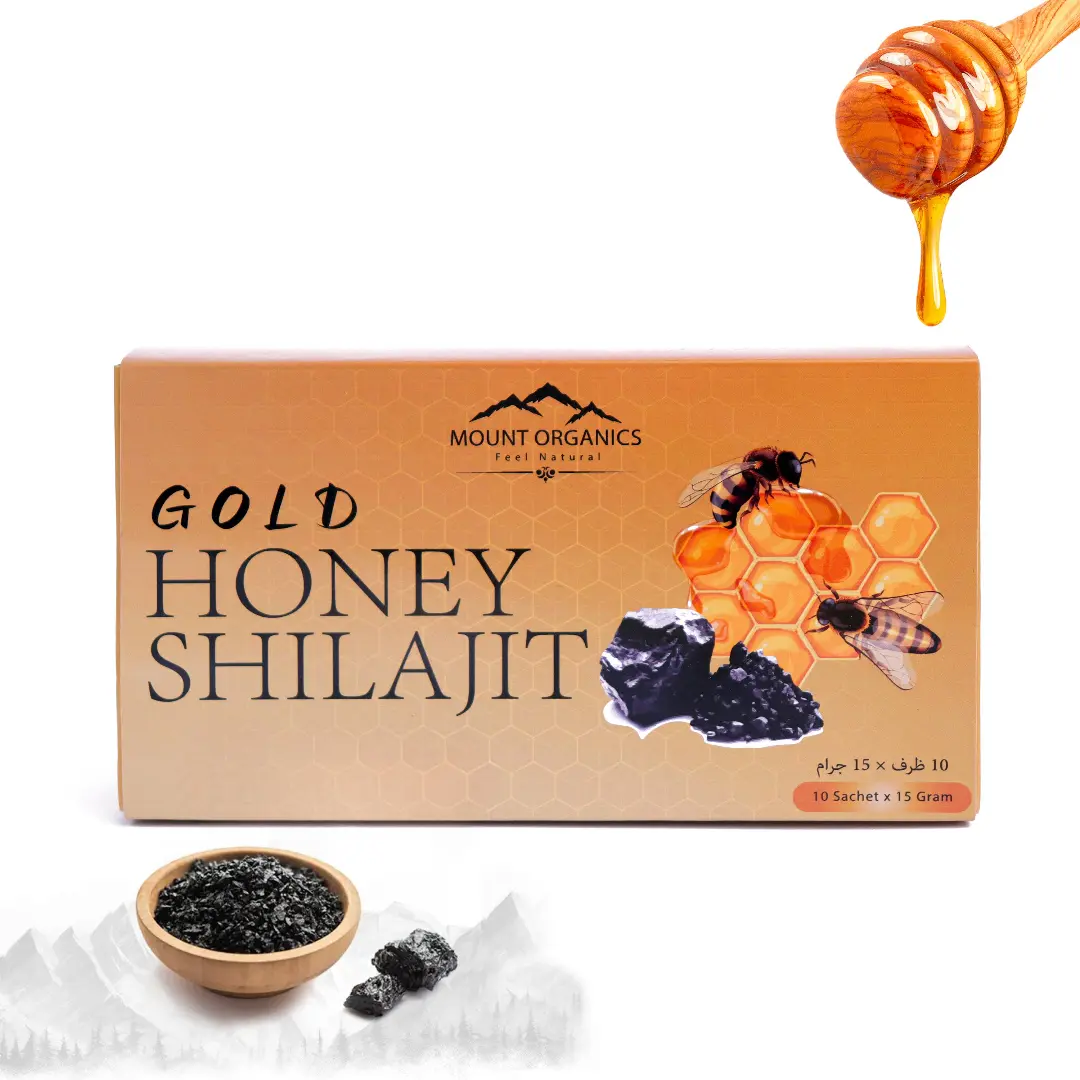 Mount orgins Gold Shilajit Honey Sachets – Pure Organic Himalayan Blend with 85+ Minerals | Natural Energy & Vitality | 10 x 15g