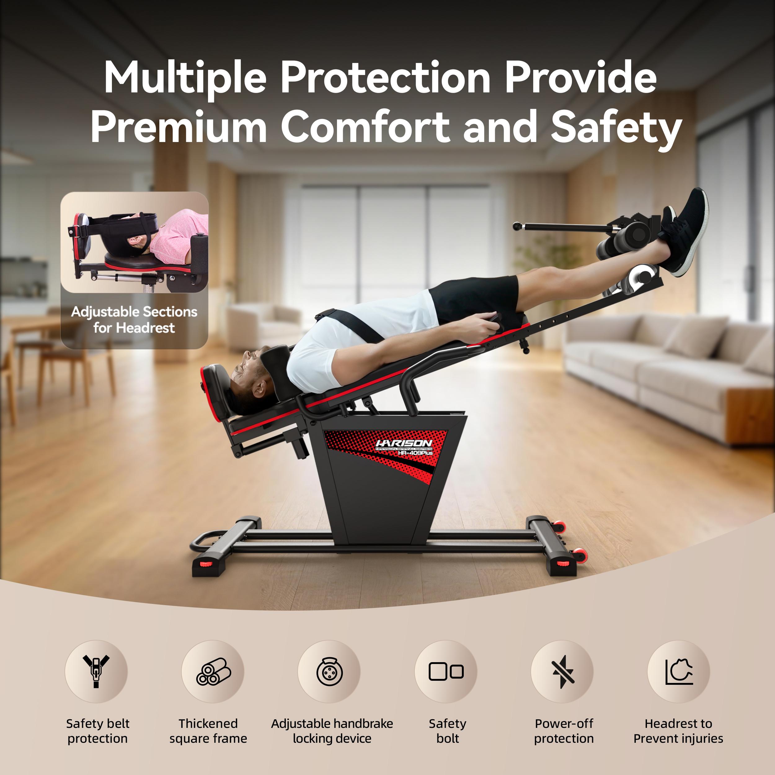 HARISON 2026 Inversion Table for Back Pain Relief w/ Remote Control & Reversible Ankle Support (300lbs) Multipurpose Glute Machine exercise equipment Bench Adjustable