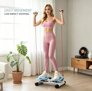Twist Side Stepper Machine with Resistance Bands - Mini Quiet Dual-Bearing Twist Board, Portable Non-Slip Massage Pedals Indoor Cardio Step Trainer for Small Apartment Daily Full-Body Workout
