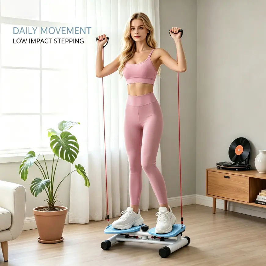 Waist Twist Core Ab Exercise Machine with Resistance Bands - Mini Quiet Dual-Bearing Twist Board, Portable Non-Slip Massage Pedals Indoor Cardio Side Stepper for Small Apartment Daily Full-Body Workouts