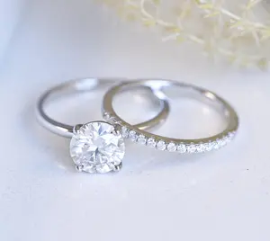 2.25ct Moissanite Round Engagement Wedding Band Bridal Ring Set Sz 3-12 S10494S