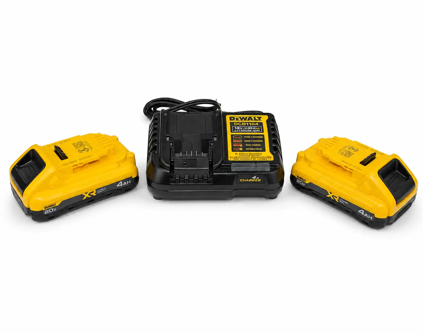DeWalt 20V XR 4Ah Lithium-Ion Batteries Charger Combo - Original Cordless Power Tool Accessory Kit with Charger