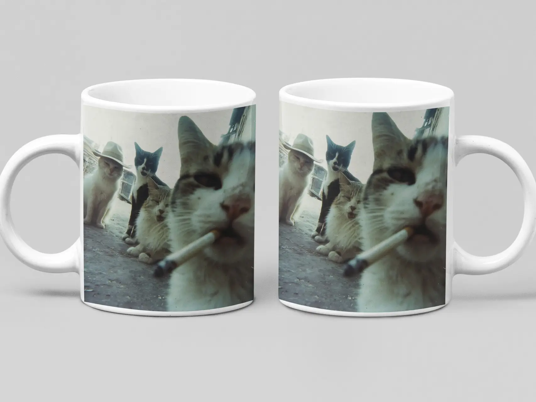 Funny Sm*king Cat Meme Coffee Mug - This Humorous Gift- A Fun Gift for Cat Lovers And Meme Enthusiasts, Holiday Gift, Coworker, Boss, Bestie - scs16224 Drinkware Ceramic