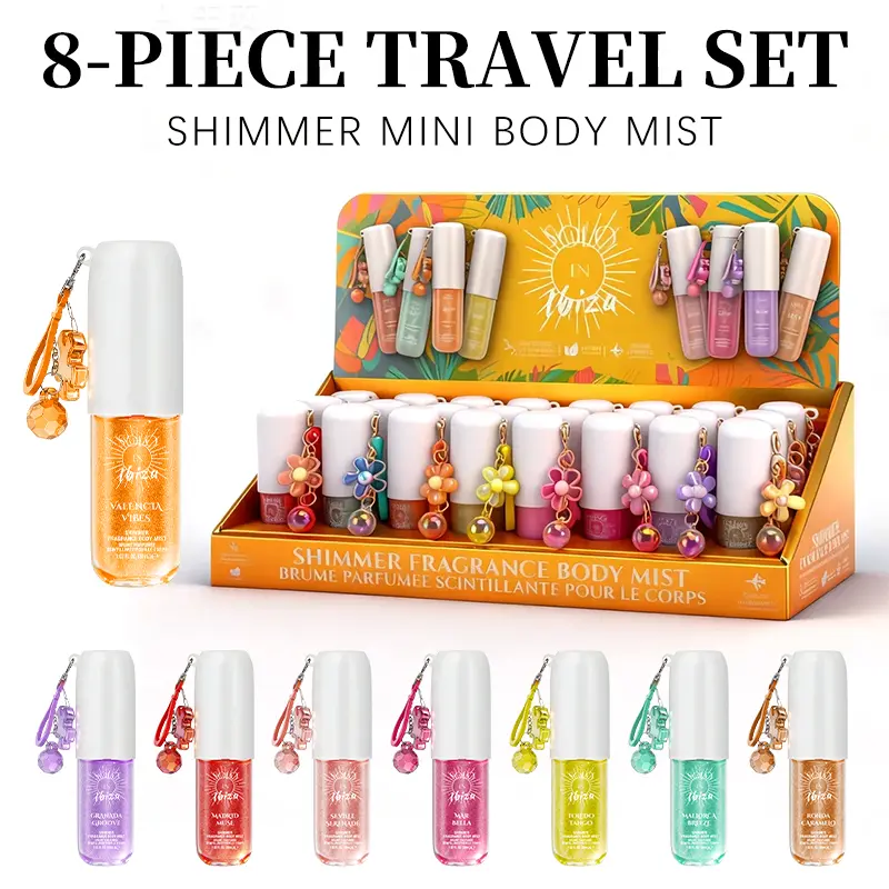 SOLO EN IBIZA 8-Piece Mini Set Body & Hair Fragrance Mist,Travel Size Perfume,Long-Lasting,8 Different Scents,Perfect For Dating,Daily Life,Parties,Gift Giving,1.02 fl oz/30 ml Each Bottle