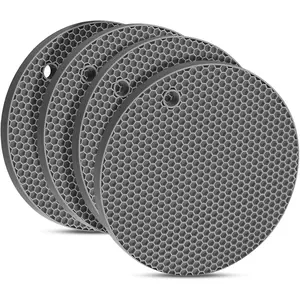4 PCS Premium Silicone Trivet Mats Food Grade BPA Free Versatile Silicone Hot Pads for Kitchen Suitable for Fondue Mats Can Openers and Spoon Rests