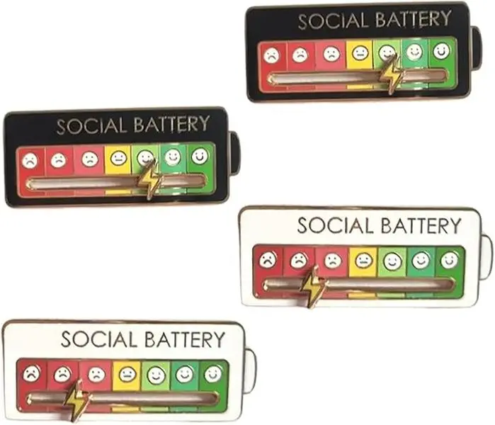 Battery mood found My Battery mood Creative Lapel Pin, Fun Enamel Emotional Pin 14 Days A Week