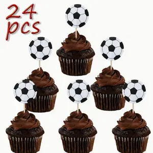 Football Themed Party Cupcake Decoration, 12/24/48 Pieces, Dessert & Food Decor, Baking Supplies, Outdoor Party Cake Decorations