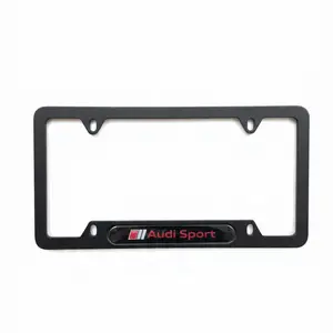 Audi Sport Black Stainless Steel License Plate Frame | 3D Domed Logo Rust-Proof Car Decor Gift