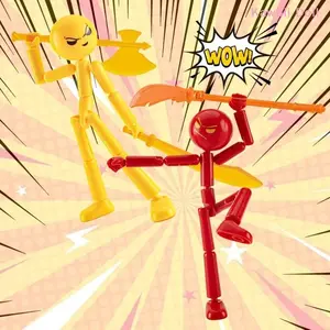 1 Set Movable 3D Printing Mannequin Novelty Action Figure Stickman Assembled Robot Multi-jointed Stickman Toy