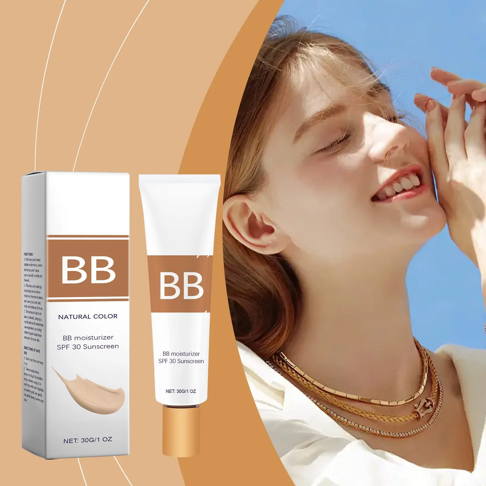 Moisturizing Protective Bb Cream, Hydrating Concealer Lightweight Foundation, Natural Color, Long-Lasting Smooth Finish, Bb Powder Makeup Liquid