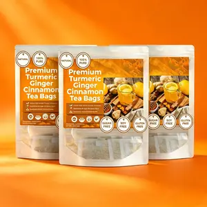 Organic Turmeric Ginger Cinnamon Tea Bags (60*3 Pack) – Natural Anti-Inflammatory Herbal Tea for Digestion, Immunity & Daily Wellness