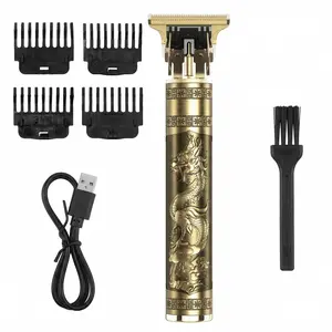 Men's Gold Professional Beard Trimmer: Cordless Rechargeable Grooming Kit, Barber-Quality Precision Clipper Set for Home Use (Luxury Gold Edition)